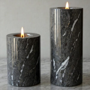 Steel Grey Granite Candle Holders