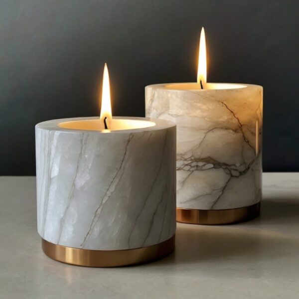 Super White Quartzite Candle Holders - Image 2