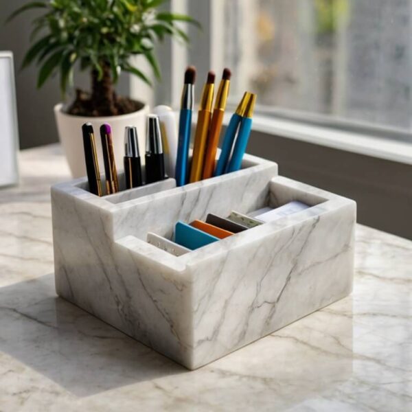 Super White Quartzite Desk Organizer - Image 2