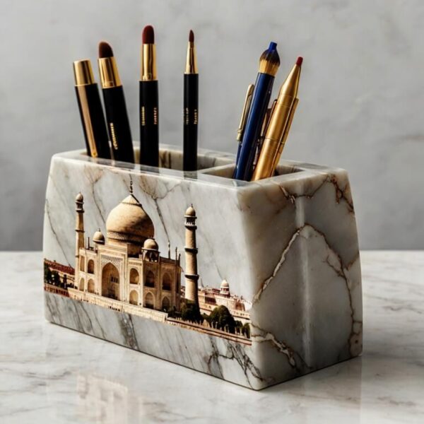Taj Mahal Quartzite Desk Organizer