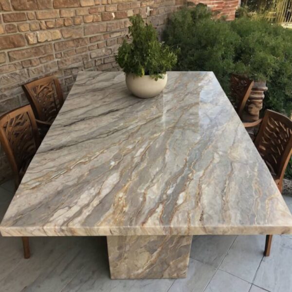 Taj Mahal Quartzite Outdoor Table - Image 4