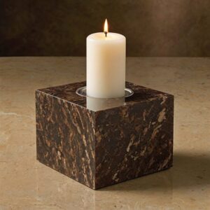 Tan Brown Granite Candle Holders