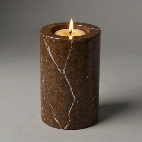Tan Brown Granite Candle Holders - Image 3