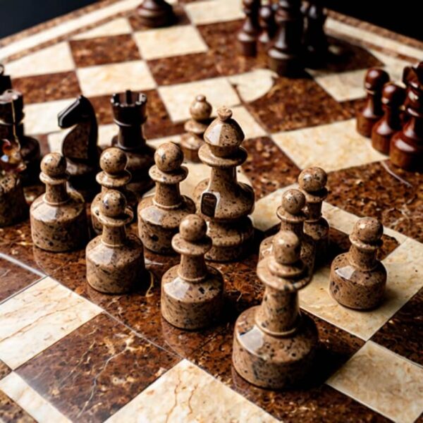 Tan Brown Granite Chess Set