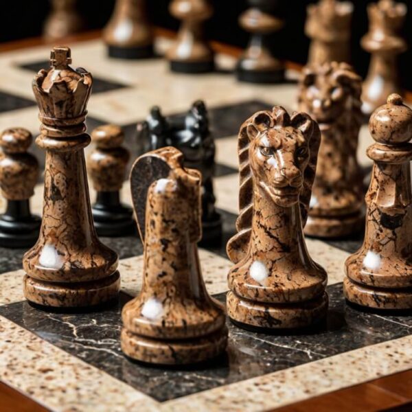 Tan Brown Granite Chess Set - Image 3