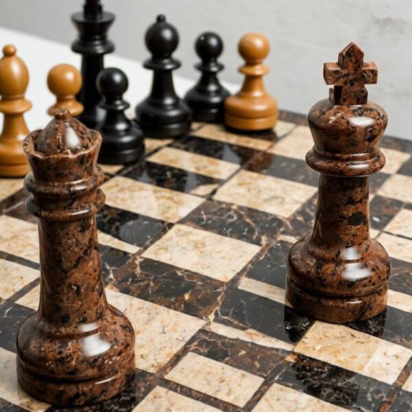 Tan Brown Granite Chess Set - Image 4