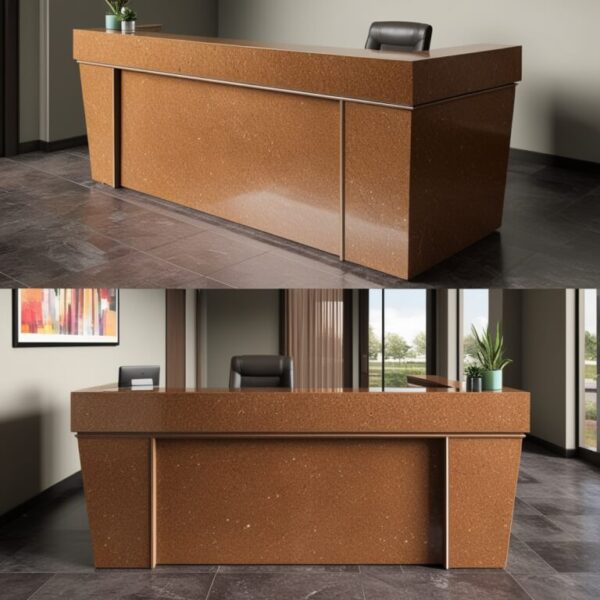 Tan Brown Granite Reception Desk