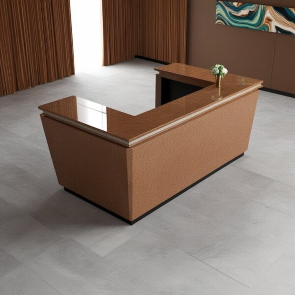 Tan Brown Granite Reception Desk - Image 2