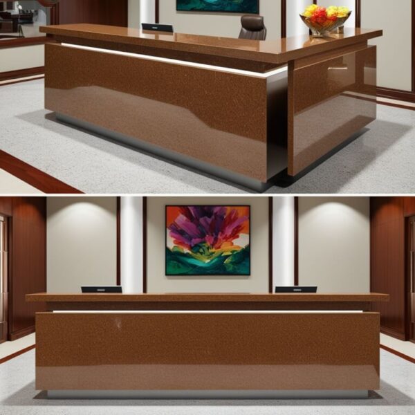 Tan Brown Granite Reception Desk - Image 3