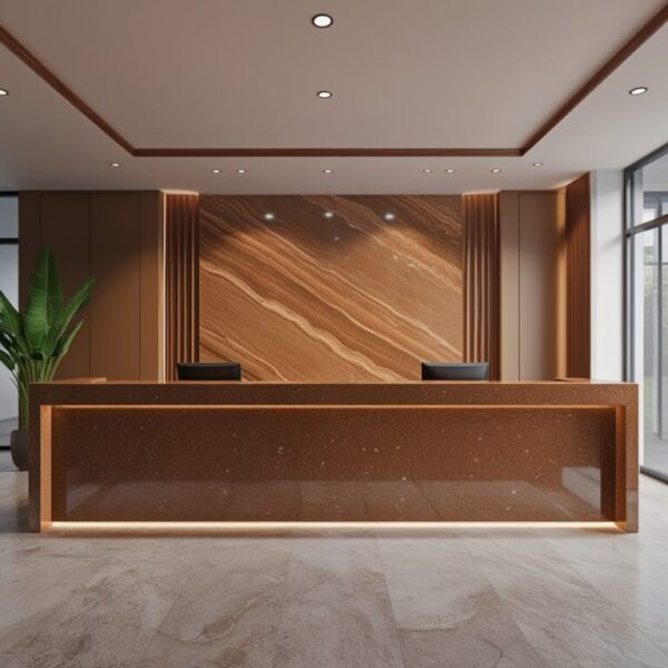 Tan Brown Granite Reception Desk - Image 4