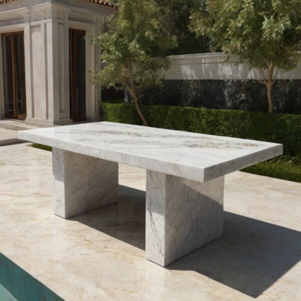 Thassos White Marble Outdoor Table - Image 2