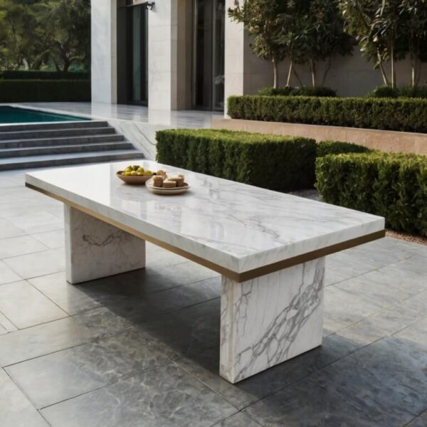 Thassos White Marble Outdoor Table - Image 3