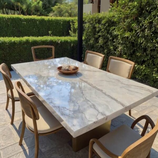 Thassos White Marble Outdoor Table - Image 4