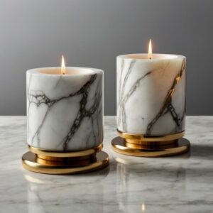 Venato White Marble Candle Holders