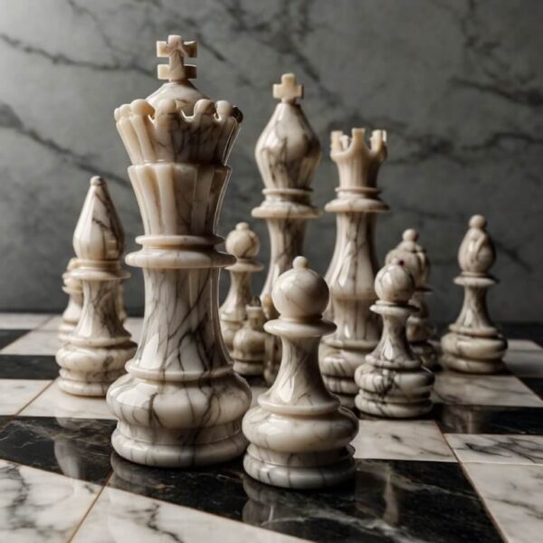 Venato White Marble Chess Set