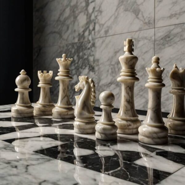 Venato White Marble Chess Set - Image 3