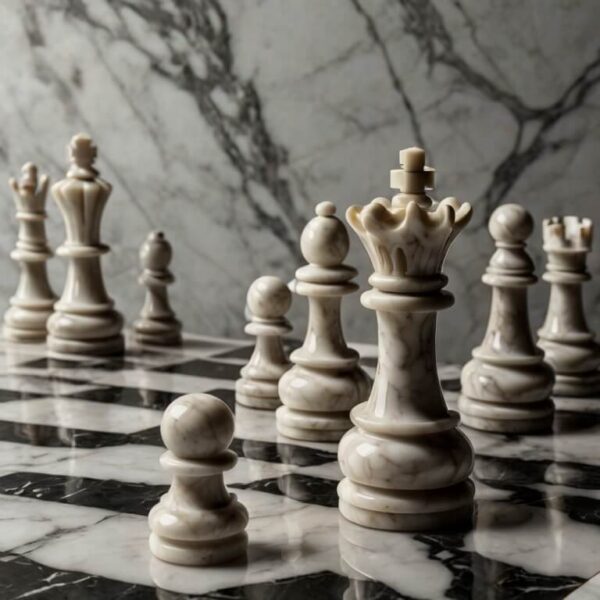 Venato White Marble Chess Set - Image 4