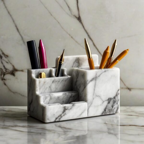 Venato White Marble Desk Organizer - Image 2
