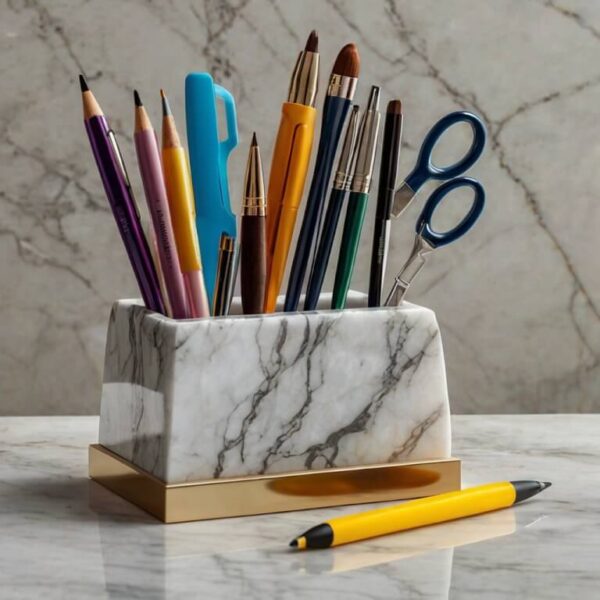 Venato White Marble Desk Organizer - Image 3