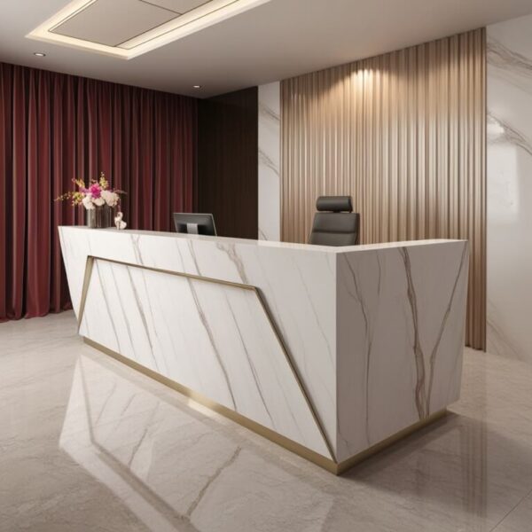 Venato White Marble Reception Desk