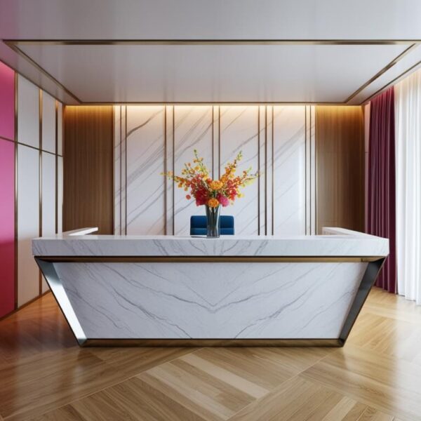 Venato White Marble Reception Desk - Image 2