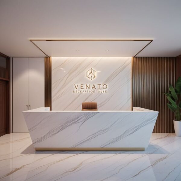 Venato White Marble Reception Desk - Image 3