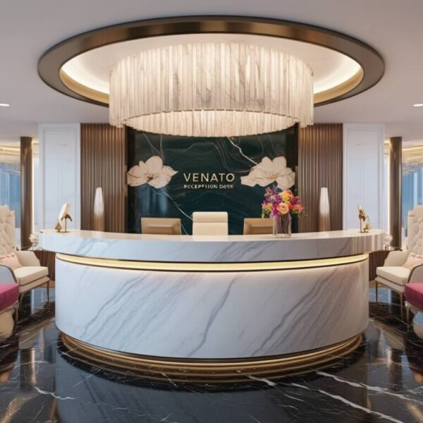 Venato White Marble Reception Desk - Image 4