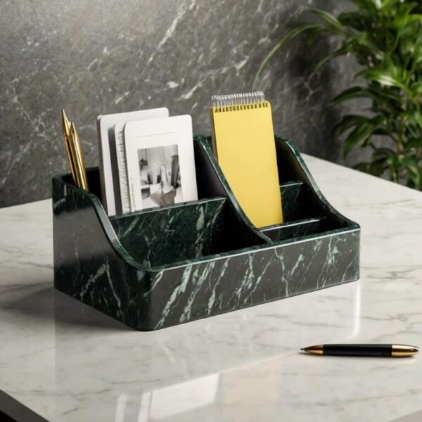 Verde Alpi Granite Desk Organizer