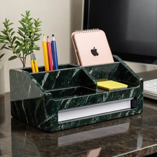 Verde Alpi Granite Desk Organizer - Image 2