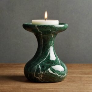 Verde Alpi Marble Candle Holders