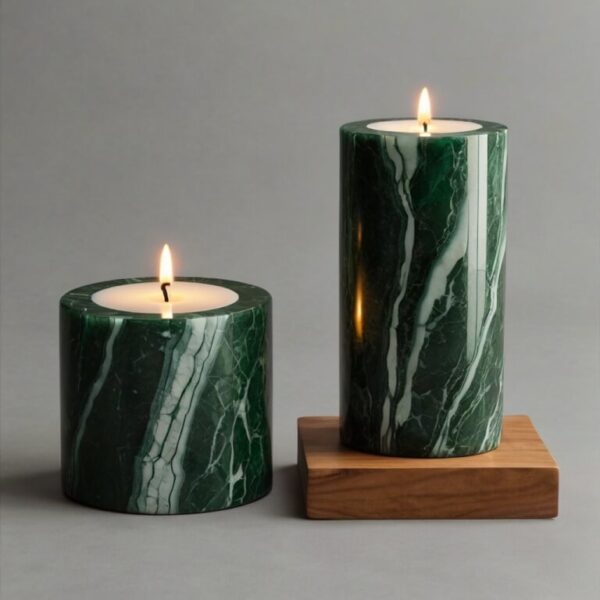 Verde Alpi Marble Candle Holders - Image 2