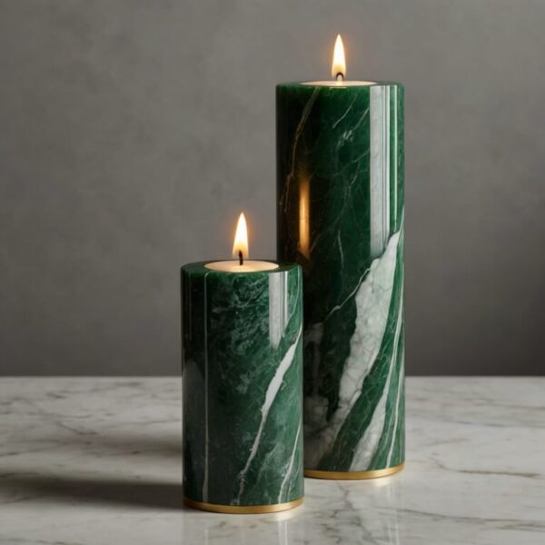 Verde Alpi Marble Candle Holders - Image 3