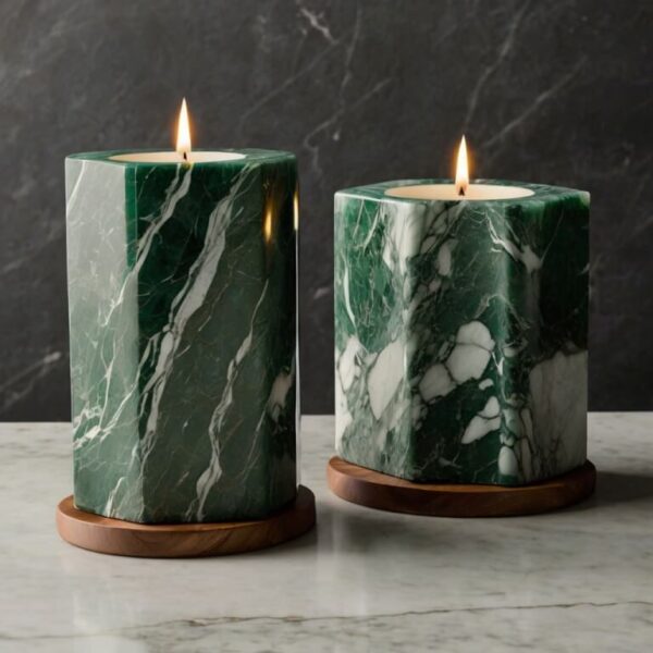Verde Alpi Marble Candle Holders - Image 4