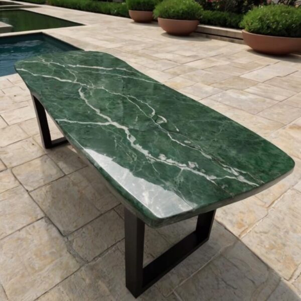 Verde Alpi Marble Outdoor Table - Image 2