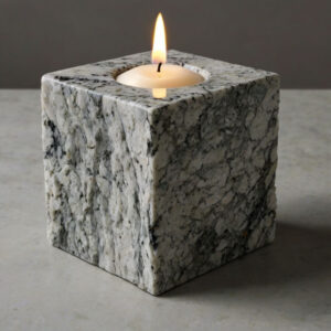 Viscount White Granite Candle Holders
