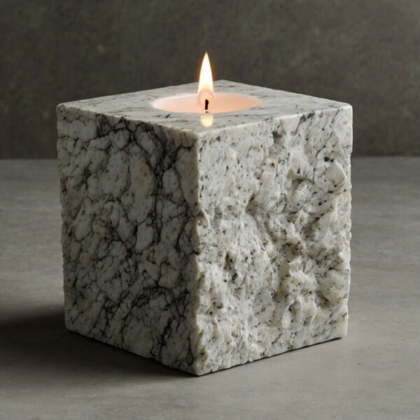 Viscount White Granite Candle Holders - Image 2