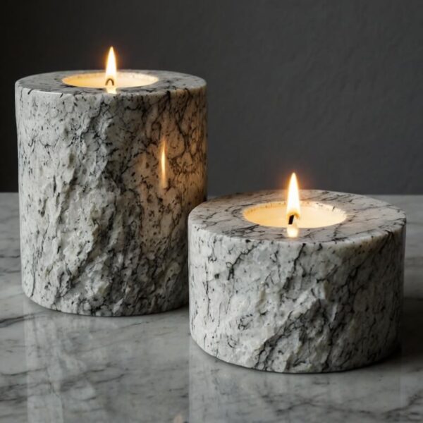 Viscount White Granite Candle Holders - Image 3