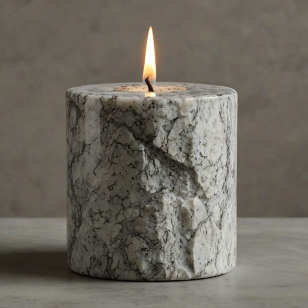 Viscount White Granite Candle Holders - Image 4
