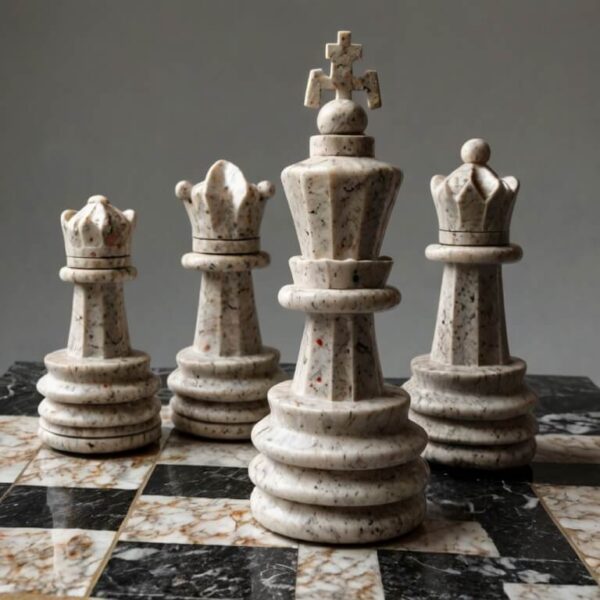Viscount White Granite Chess Set - Image 2