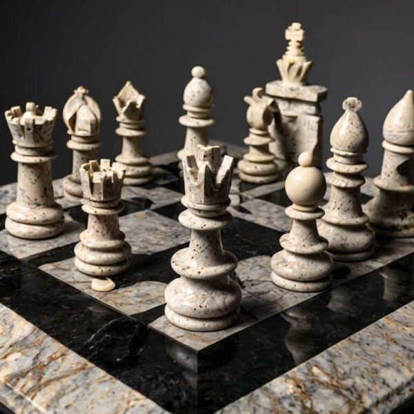 Viscount White Granite Chess Set - Image 3