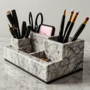 Viscount White Granite Desk Organizer