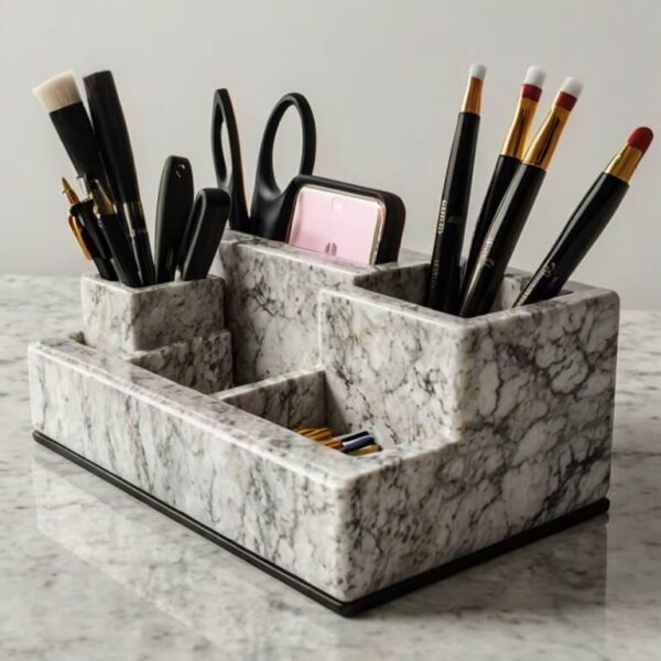 Viscount White Granite Desk Organizer
