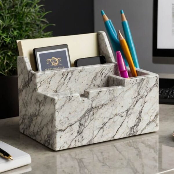 Viscount White Granite Desk Organizer - Image 3