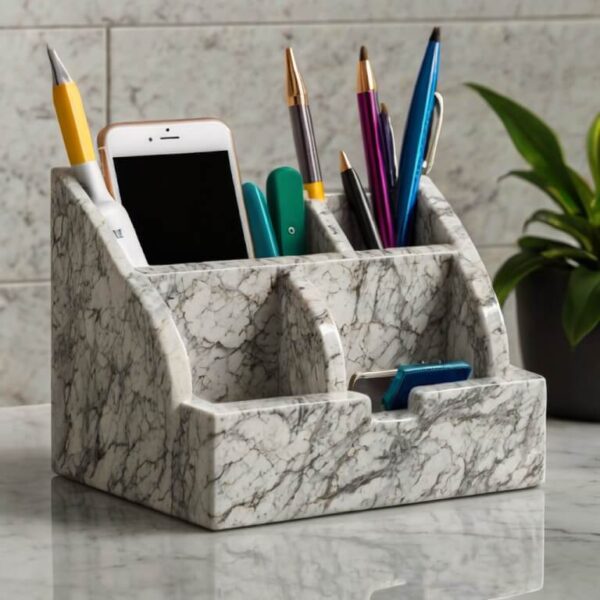 Viscount White Granite Desk Organizer - Image 4