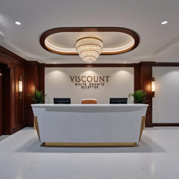 Viscount White Granite Reception Desk