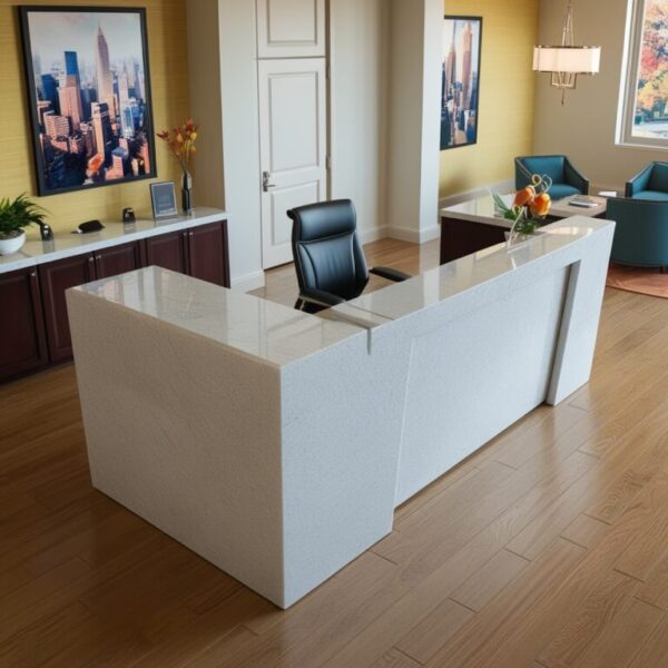 Viscount White Granite Reception Desk - Image 2