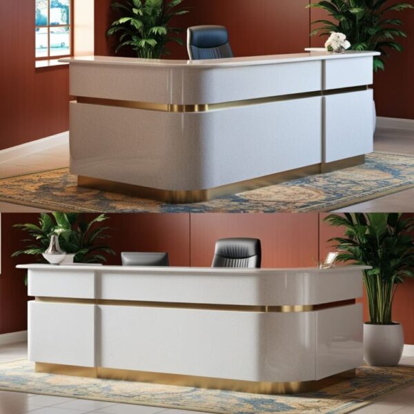 Viscount White Granite Reception Desk - Image 4