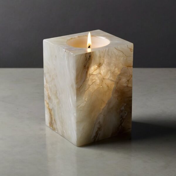 White Crystal Onyx Candle Holders - Image 4