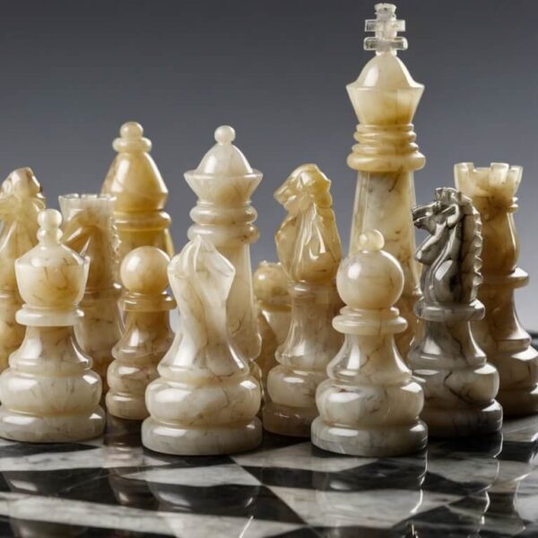 White Crystal Onyx Chess Set