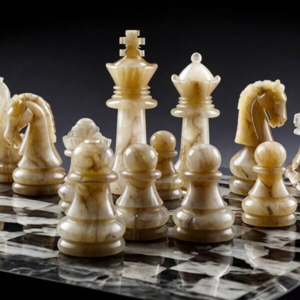 White Crystal Onyx Chess Set - Image 3